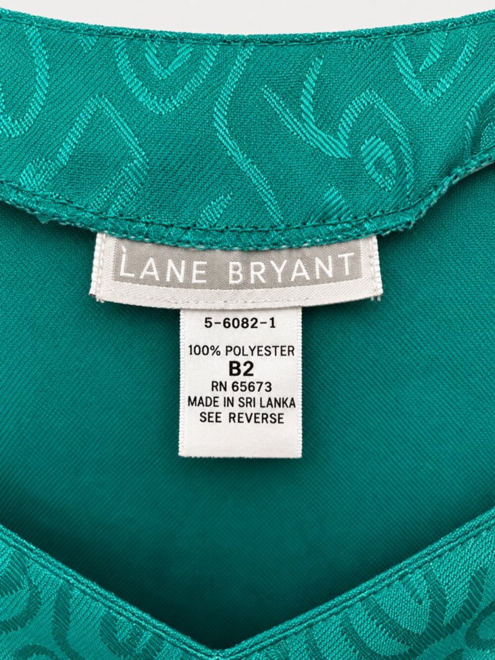 Vintage 80s Lane Bryant B2 2X Teal Jacquard Drop Waist Midi Dress - Picture 4 of 7